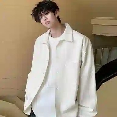 大卫贝肯 美式复古迷彩工装落肩袖翻领宽松牛仔外套 男女同款