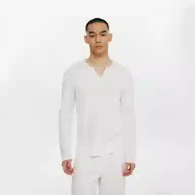 ONE UP V-Neck Waffle Long Sleeve Tee