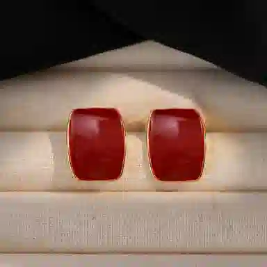 韵系 安可拉红几何 铜镀金 耳环 女款