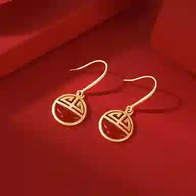 韵系 宫廷风福字 铜镀金 耳环 女款
