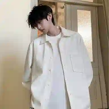 大卫贝肯 美式复古迷彩工装落肩袖翻领宽松牛仔外套 男女同款