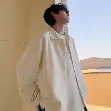 大卫贝肯 美式复古迷彩工装落肩袖翻领宽松牛仔外套 男女同款