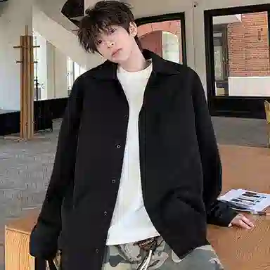 大卫贝肯 美式复古迷彩工装落肩袖翻领宽松牛仔外套 男女同款