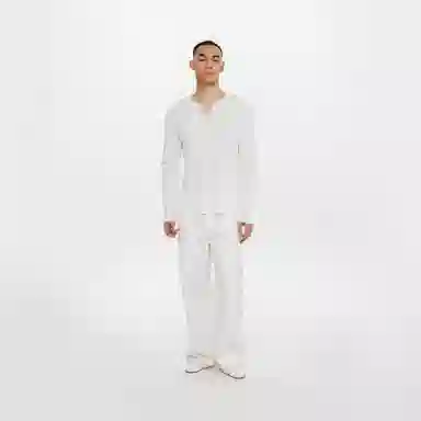 ONE UP V-Neck Waffle Long Sleeve Tee