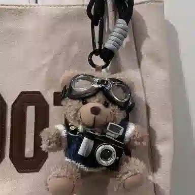 Qiantu Cute Camera Bear Keychain