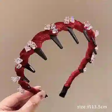 左欧 蓬松高颅顶带齿防滑波浪高级感时尚洋气显脸小头箍 布艺 发箍 女款