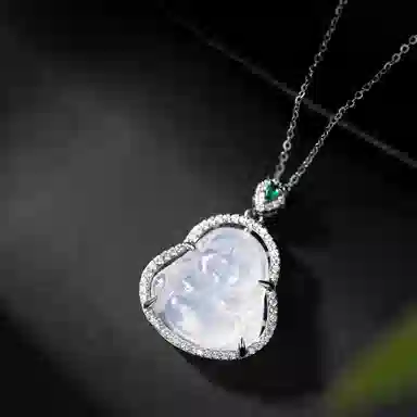 色菲尔 喜乐弥勒佛吊坠 新中式国风笑脸大肚佛公 气质优雅高级清透感 玉髓 玉石项链 女款 闺蜜女友礼盒装