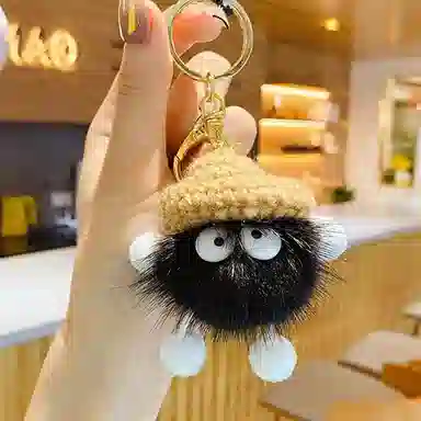 千桐 时尚小煤球布偶 萌趣可爱动漫卡通挂饰包包毛球挂饰 毛绒 挂件 男女同款情侣款