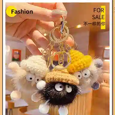 千桐 时尚小煤球布偶 萌趣可爱动漫卡通挂饰包包毛球挂饰 毛绒 挂件 男女同款情侣款