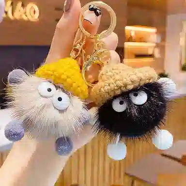 零界 时尚小煤球布偶 萌趣可爱动漫卡通挂饰 毛绒 挂件 男女同款情侣款