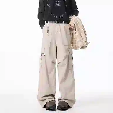 徐太浪 美式复古高街做旧工装大口袋设计潮流显瘦宽松拖地休闲牛仔裤 男女同款