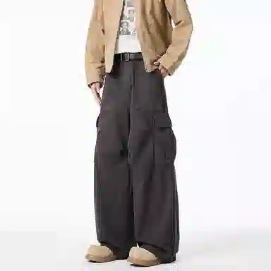 徐太浪 美式复古高街做旧工装大口袋设计潮流显瘦宽松拖地休闲牛仔裤 男女同款