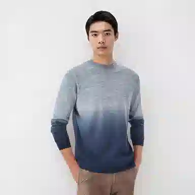 与狼共舞 时尚百搭休闲渐变保暖舒适毛衣 男款