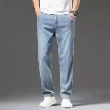 【dme】 宽松显瘦垂感休闲长裤莱赛尔直筒弹力牛仔裤 男女同款