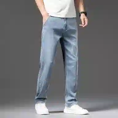 【dme】 宽松显瘦垂感休闲长裤莱赛尔直筒弹力牛仔裤 男女同款