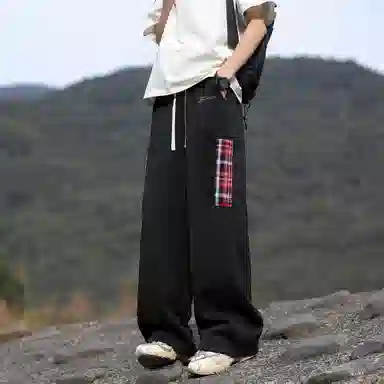 王者荣耀 鲁班七号星空梦想款 美式学院风纯色褶皱百搭长裤潮流系带重磅直筒针织运动宽松户外通勤高级感工装裤 男女同款