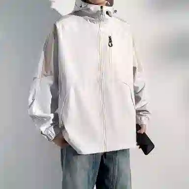 美力城 学院风美式嘻哈街头拼接撞色基础款休闲日常百搭通勤连帽夹克外套 男女同款