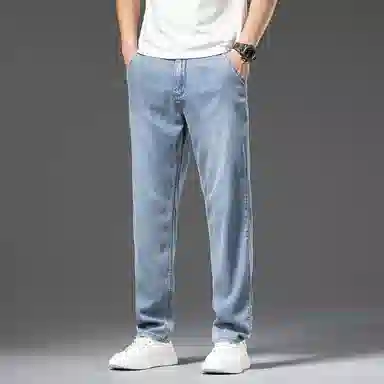 【dme】 宽松显瘦垂感休闲长裤莱赛尔直筒弹力牛仔裤 男女同款