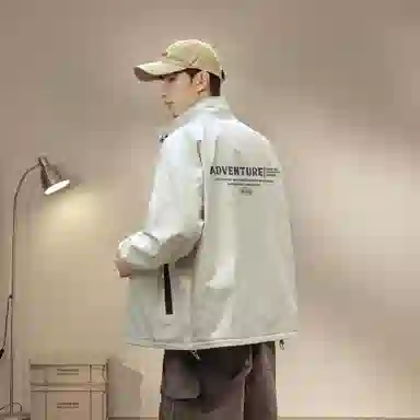 王者荣耀 鲁班七号星空梦想款 美式复古双面穿纯色街头潮流口袋户外登山旅游宽松休闲字母设计印花耐磨机能风通勤外套夹克 男女同款