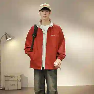 王者荣耀 鲁班七号星空梦想款 美式复古双面穿纯色街头潮流口袋户外登山旅游宽松休闲字母设计印花耐磨机能风通勤外套夹克 男女同款