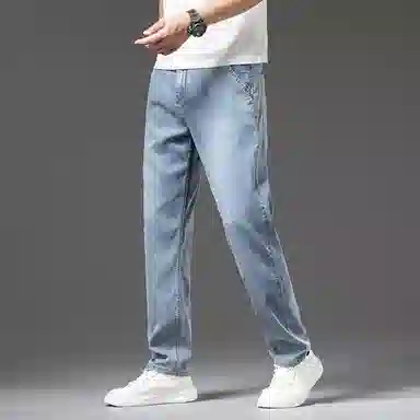 【dme】 宽松显瘦垂感休闲长裤莱赛尔直筒弹力牛仔裤 男女同款