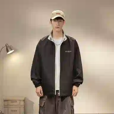 王者荣耀 鲁班七号星空梦想款 美式复古双面穿纯色街头潮流口袋户外登山旅游宽松休闲字母设计印花耐磨机能风通勤外套夹克 男女同款