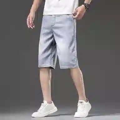 【dme】 基础款天丝凉感宽松纯色显高显瘦中腰直筒七分牛仔短裤 男女同款