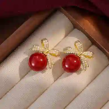 韵系 轻奢小众安可拉红 铜镀金 耳环 女款