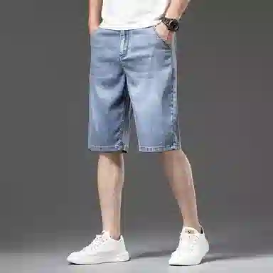 【dme】 基础款天丝凉感宽松纯色显高显瘦中腰直筒七分牛仔短裤 男女同款