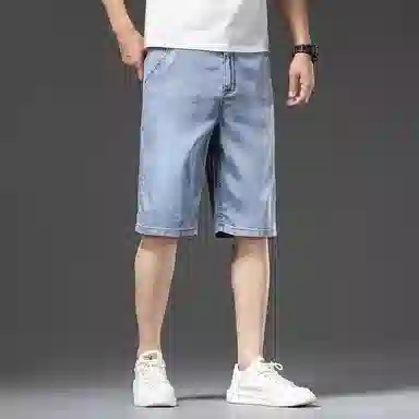 【dme】 直筒百搭时尚纯色宽松中腰休闲七分牛仔短裤 男女同款