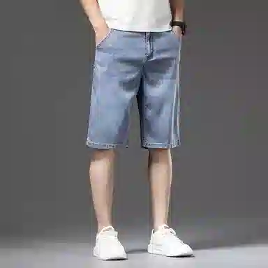 【dme】 基础款天丝凉感宽松纯色显高显瘦中腰直筒七分牛仔短裤 男女同款