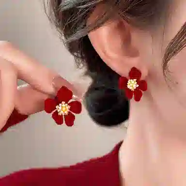 韵系 时尚赫本风花朵 铜镀金 耳夹 女款