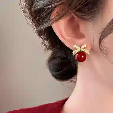 韵系 轻奢小众安可拉红 铜镀金 耳环 女款