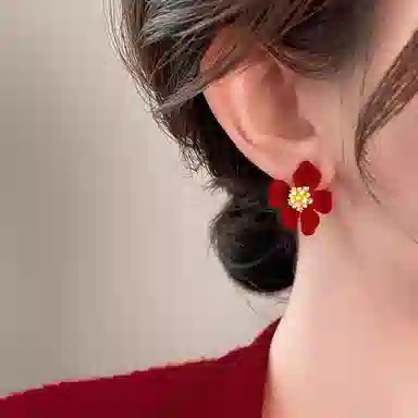 韵系 时尚赫本风花朵 铜镀金 耳夹 女款