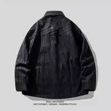 HZWH Split Black Textured Stripe Shirt