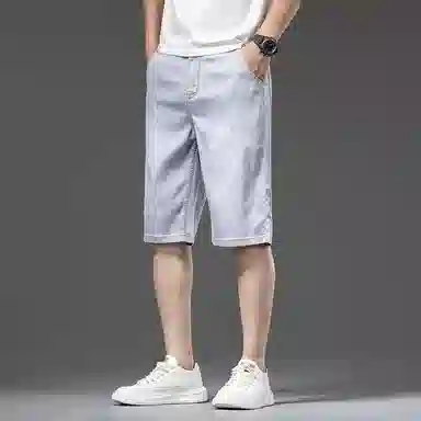 【dme】 直筒百搭时尚纯色宽松中腰休闲七分牛仔短裤 男女同款