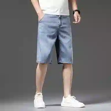 【dme】 基础款天丝凉感宽松纯色显高显瘦中腰直筒七分牛仔短裤 男女同款