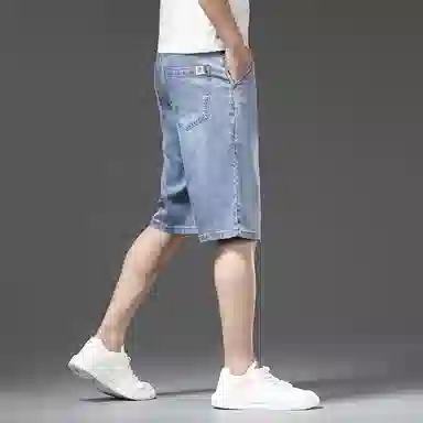 【dme】 基础款天丝凉感宽松纯色显高显瘦中腰直筒七分牛仔短裤 男女同款