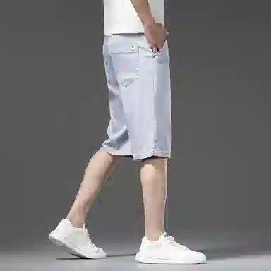 【dme】 直筒百搭时尚纯色宽松中腰休闲七分牛仔短裤 男女同款