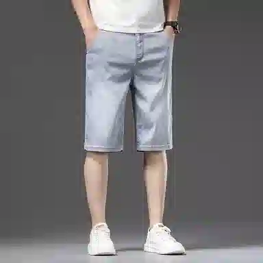 【dme】 基础款天丝凉感宽松纯色显高显瘦中腰直筒七分牛仔短裤 男女同款