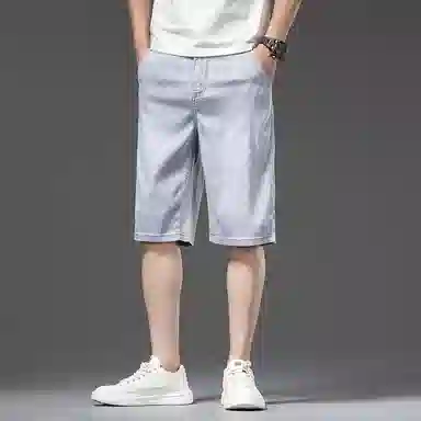 【dme】 直筒百搭时尚纯色宽松中腰休闲七分牛仔短裤 男女同款