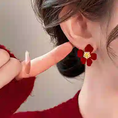 韵系 时尚赫本风花朵 铜镀金 耳夹 女款