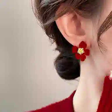 韵系 时尚赫本风花朵 铜镀金 耳夹 女款