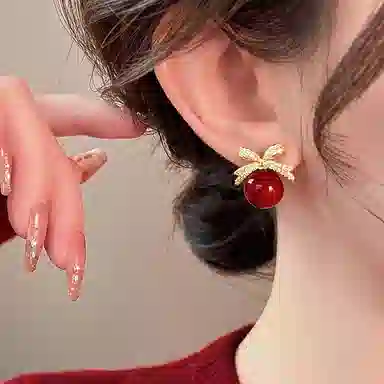 韵系 轻奢小众安可拉红 铜镀金 耳环 女款