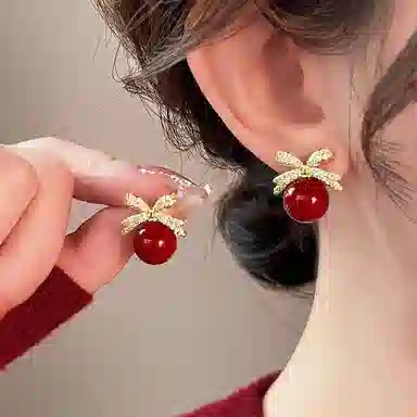 韵系 轻奢小众安可拉红 铜镀金 耳环 女款