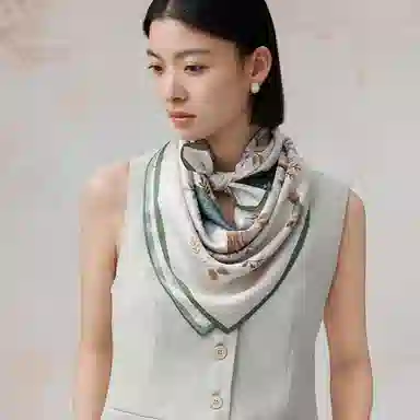 上海故事 茶颜悦色印花真丝高级感大方巾礼盒装 丝巾 女款