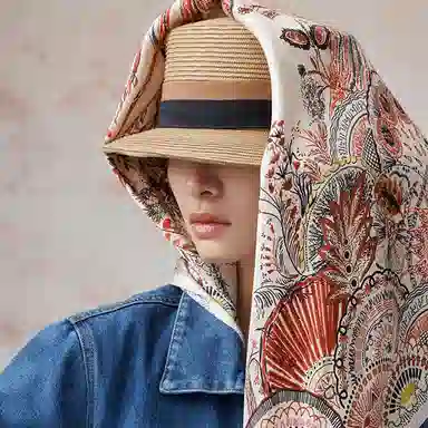 上海故事 茶颜悦色印花真丝高级感大方巾礼盒装 丝巾 女款