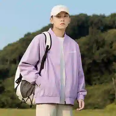 快鱼 美式复古简约个性花体字母印花设计感青少年纯色基础款宽松休闲时尚百搭飞行教练长袖外套夹克 男女同款