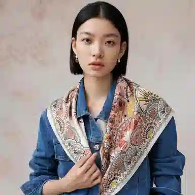 上海故事 茶颜悦色印花真丝高级感大方巾礼盒装 丝巾 女款