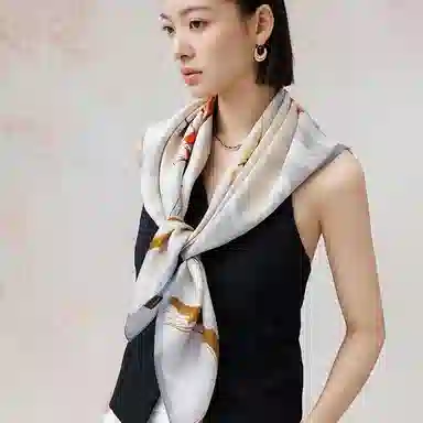 上海故事 茶颜悦色印花真丝高级感大方巾礼盒装 丝巾 女款